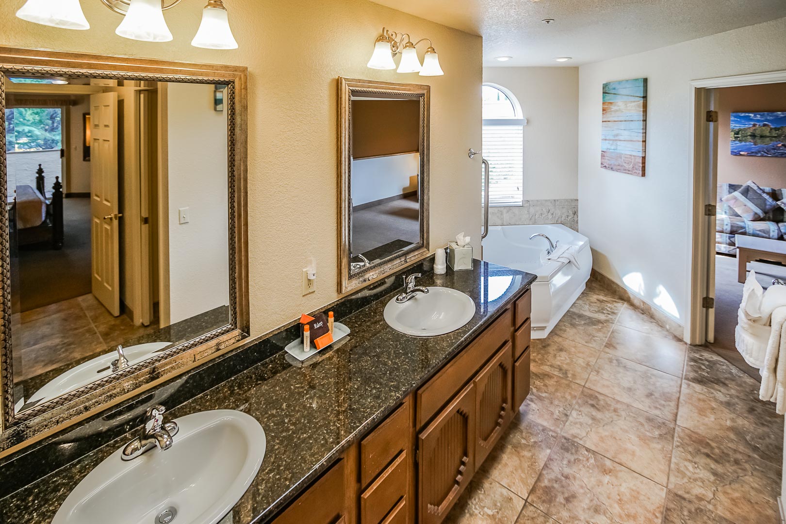A renovated bathroom at VRI's Sedona Springs Resort in Sedona, Arizona.